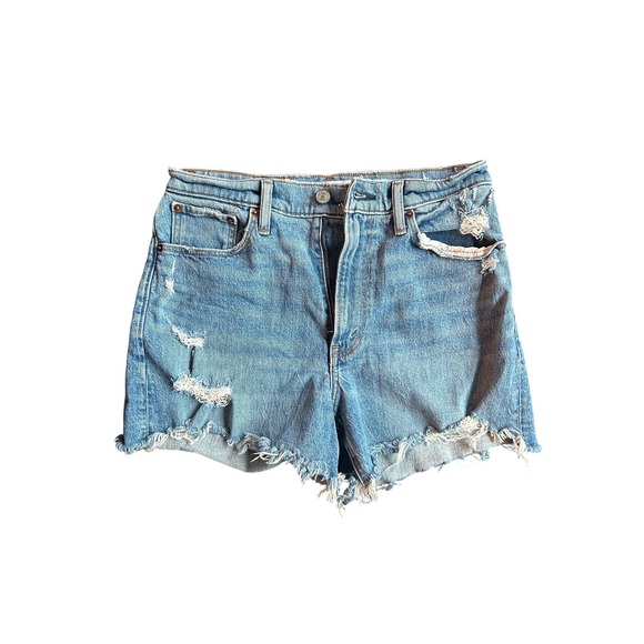Abercrombie & Fitch Pants - Abercrombie & Fitch Curve Love 4" Mom Shorts High Rise Distressed Blue 27 4